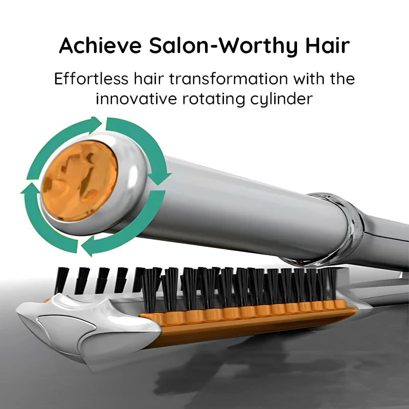 2-in-1 Rotating Hair Brush for Straightening and Styling