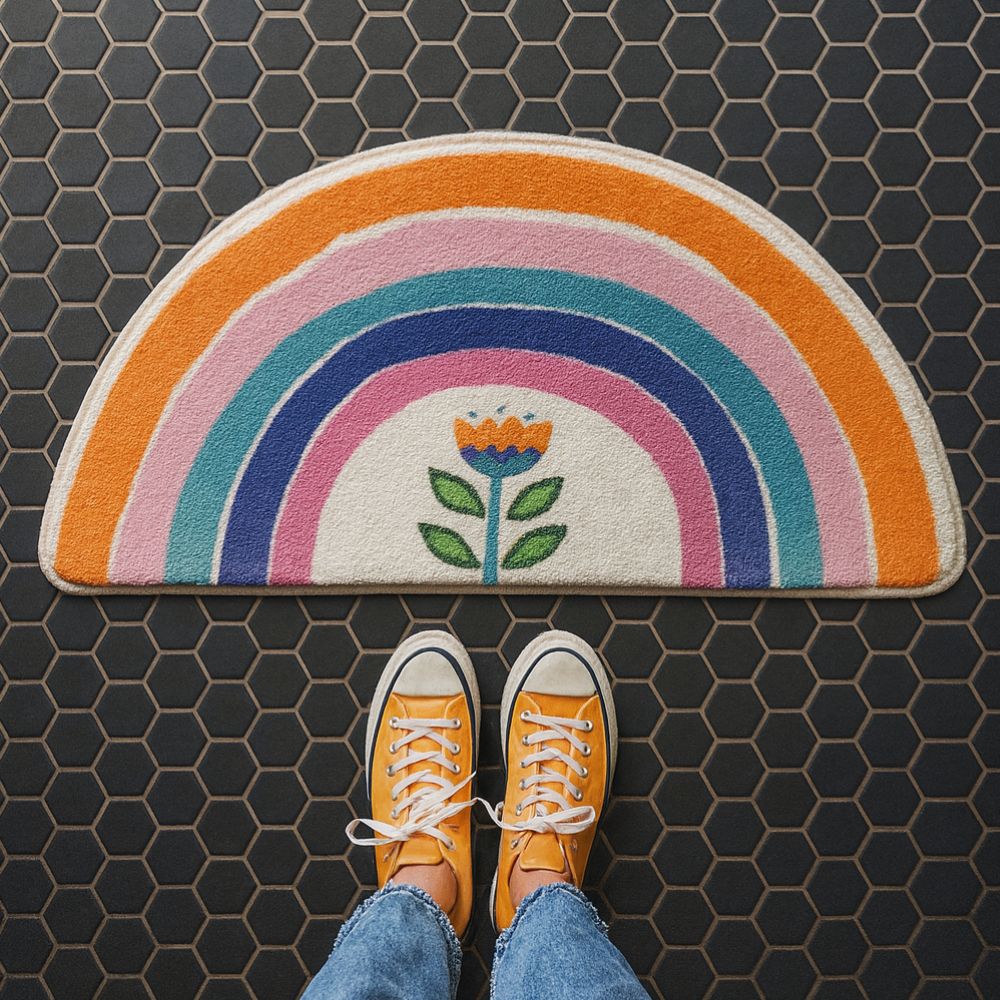 BowLift | Rainbow Glow Half-Moon Bath Mat