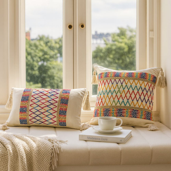 BowLift | Rainbow Lattice Tassel Cushion Cover