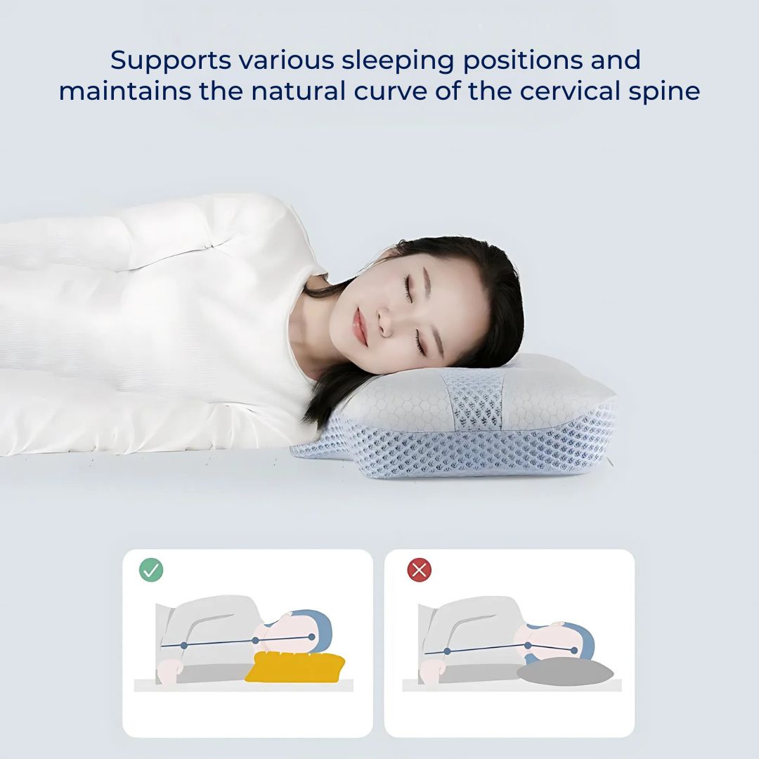 RestAlign Neck Pain Orthopedic Pillow | Cervical Cooling Memory Foam Pillow - Neck Pain Relief - Spinal Alignment Support Pillow Bowlift