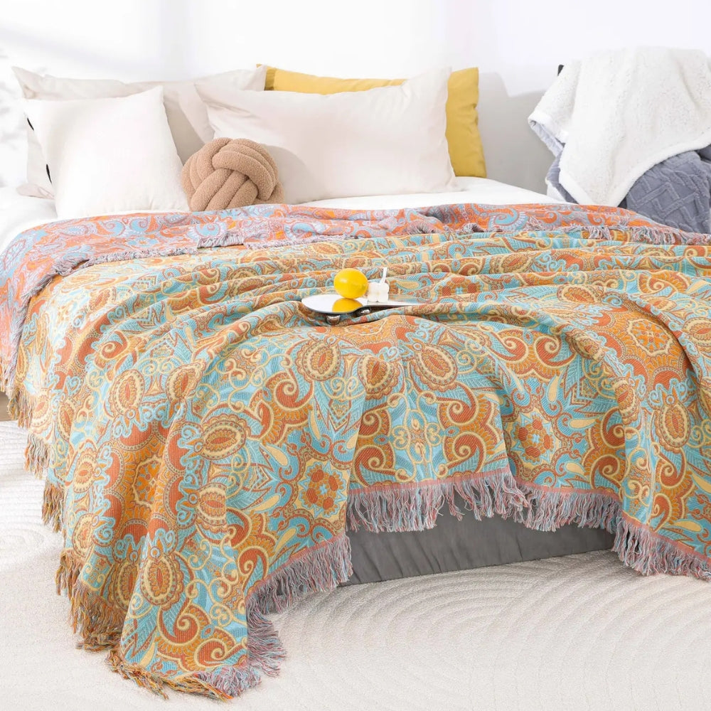 BowLift | Reversible Paisley Bohemian Cotton Blanket