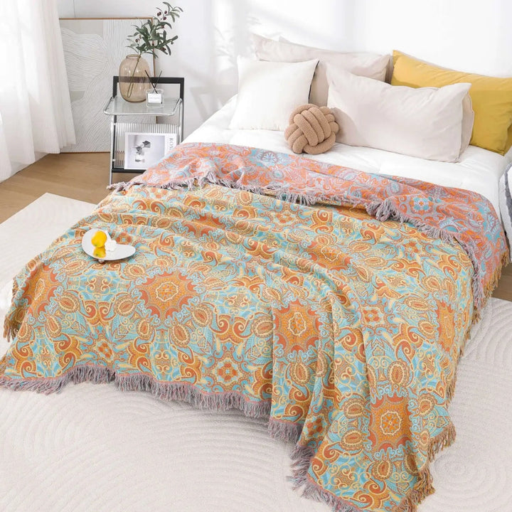 BowLift | Reversible Paisley Bohemian Cotton Blanket
