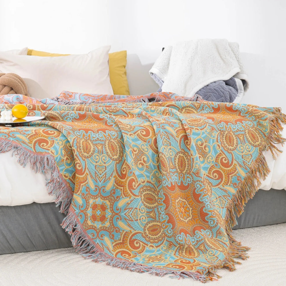 BowLift | Reversible Paisley Bohemian Cotton Blanket