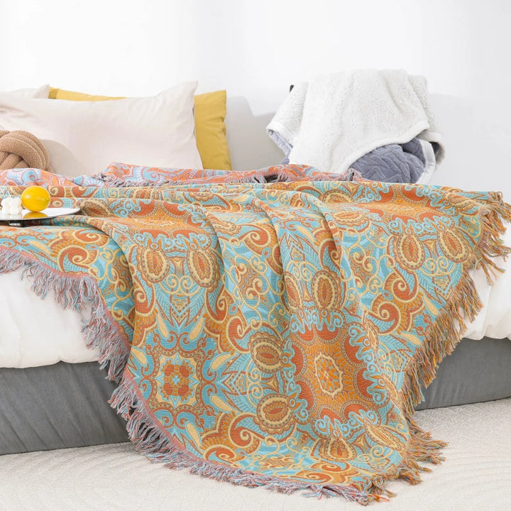 BowLift | Reversible Paisley Bohemian Cotton Blanket