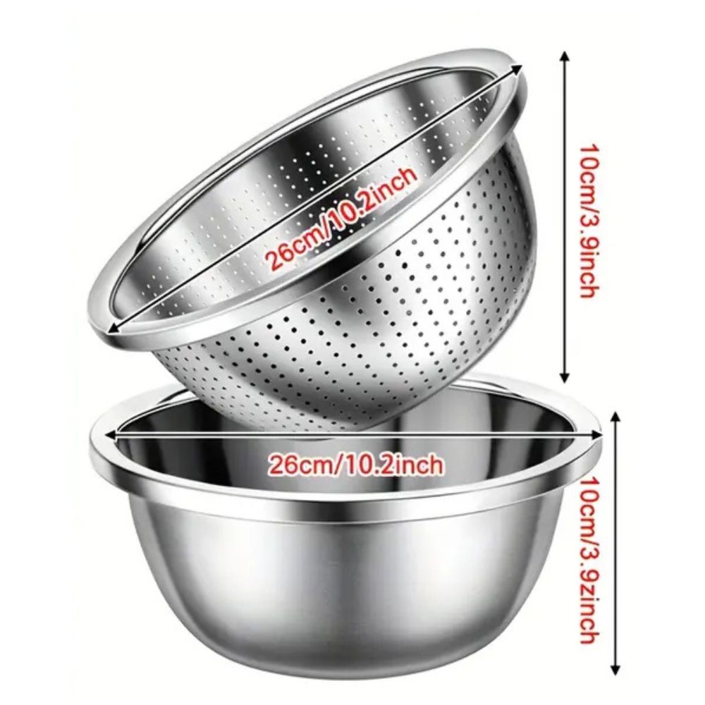 BowLift | Rinse Mix Stainless Colander Duo Set