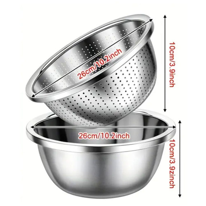 BowLift | Rinse Mix Stainless Colander Duo Set
