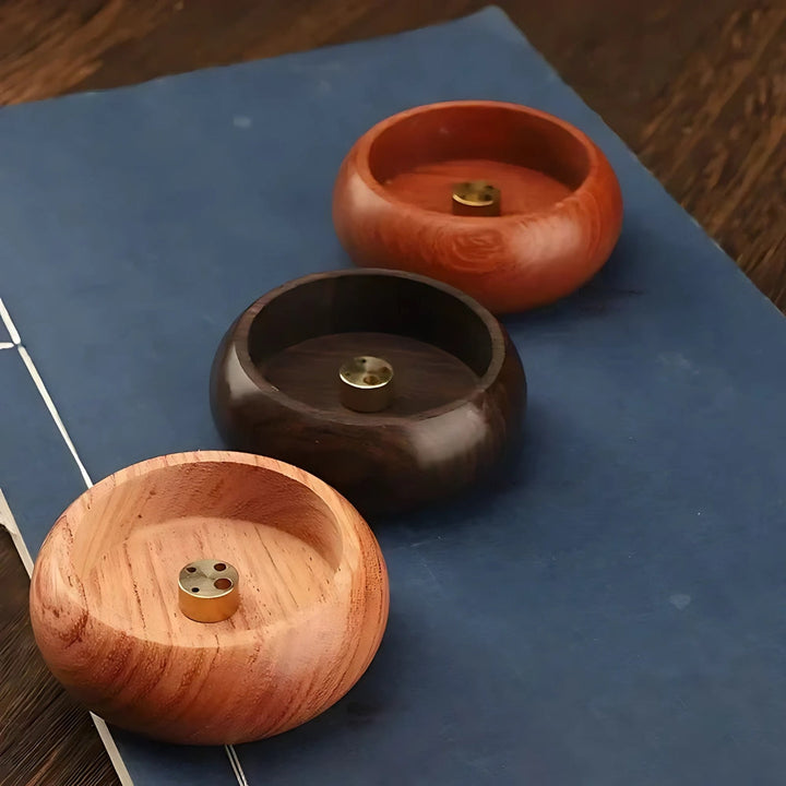 BowLift | Round Solid Wood Incense Stick Holder