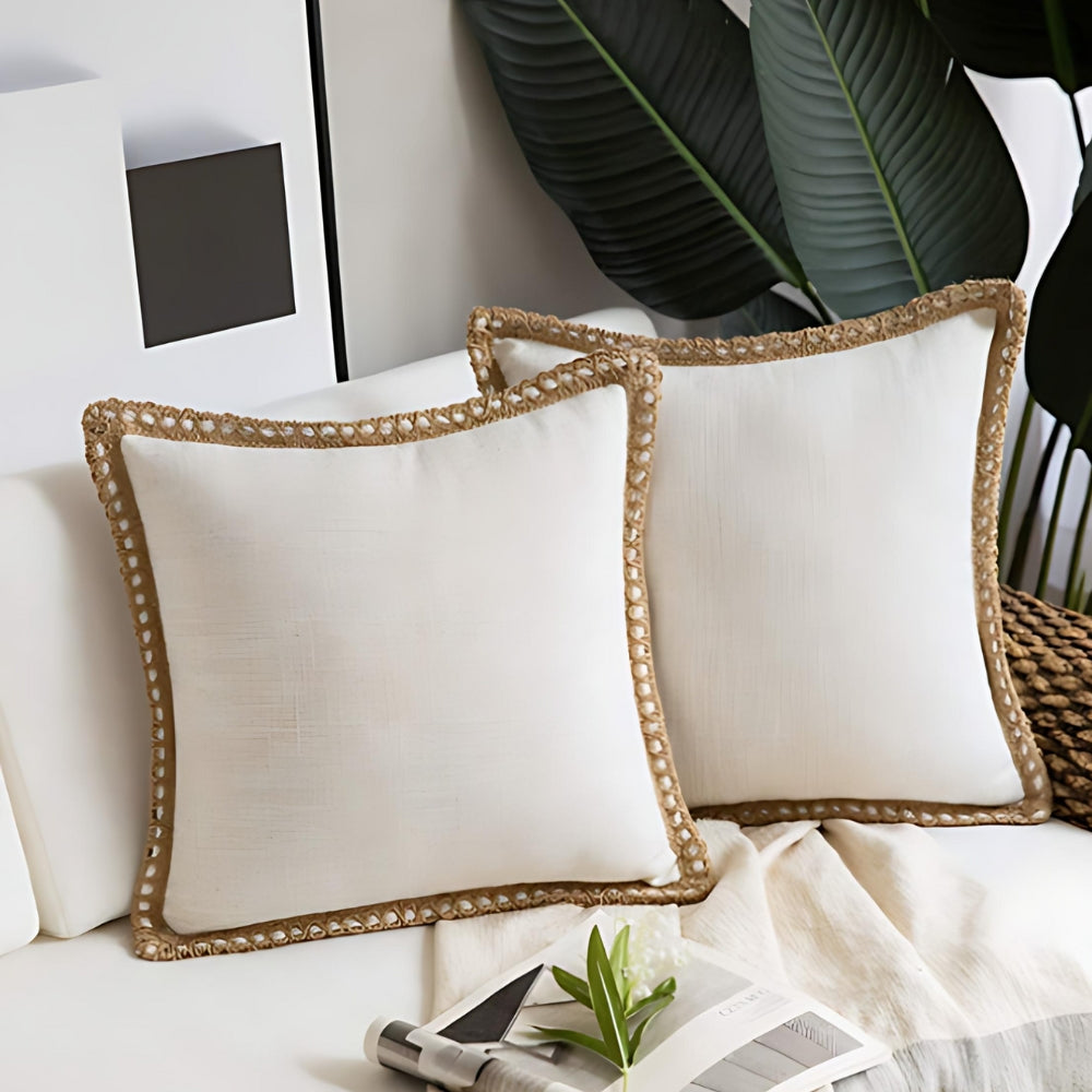 BowLift | Rustic Linen Trim Decorative Cushion Cover