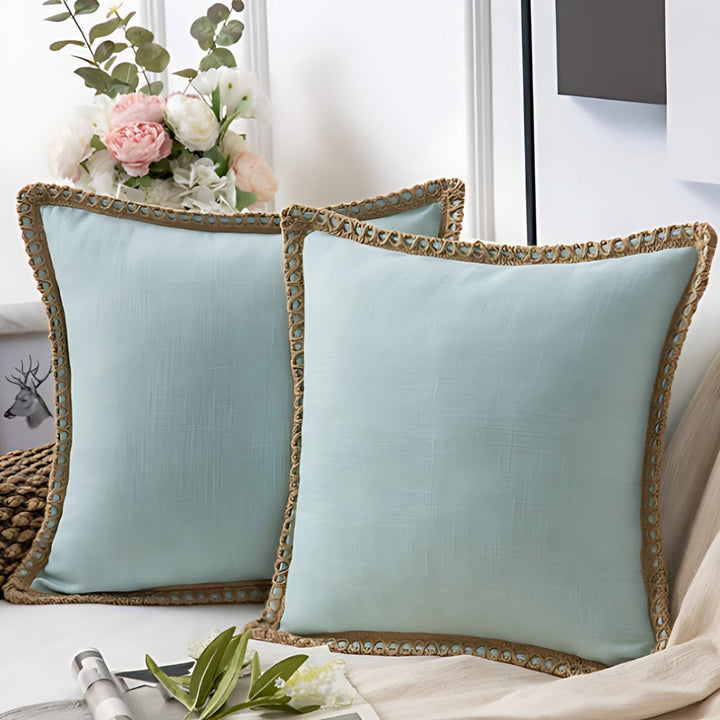 BowLift | Rustic Linen Trim Decorative Cushion Cover
