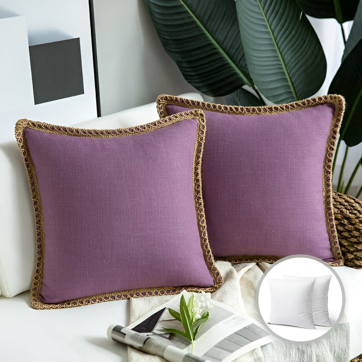 BowLift | Rustic Linen Trim Decorative Cushion Cover