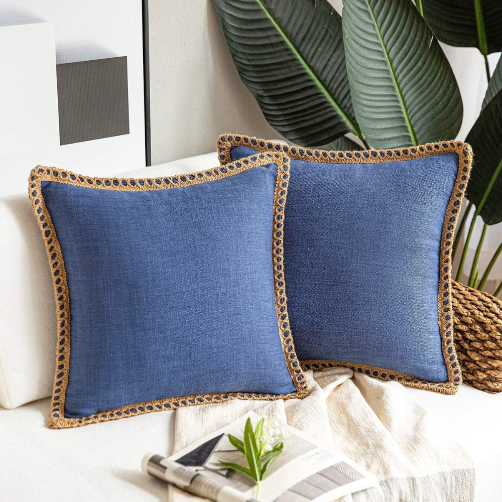 BowLift | Rustic Linen Trim Decorative Cushion Cover