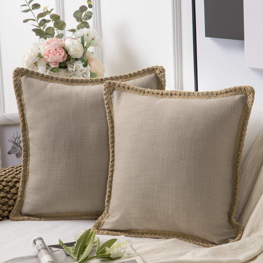 BowLift | Rustic Linen Trim Decorative Cushion Cover