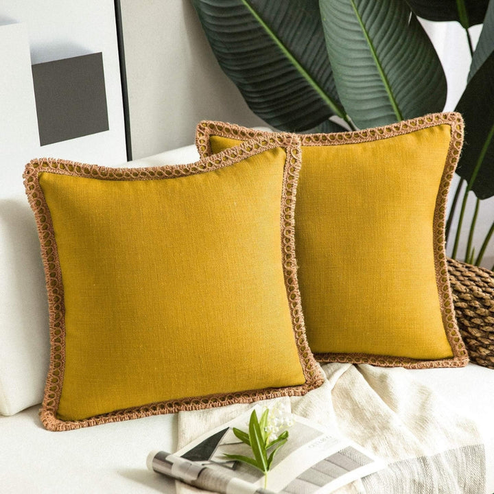 BowLift | Rustic Linen Trim Decorative Cushion Cover