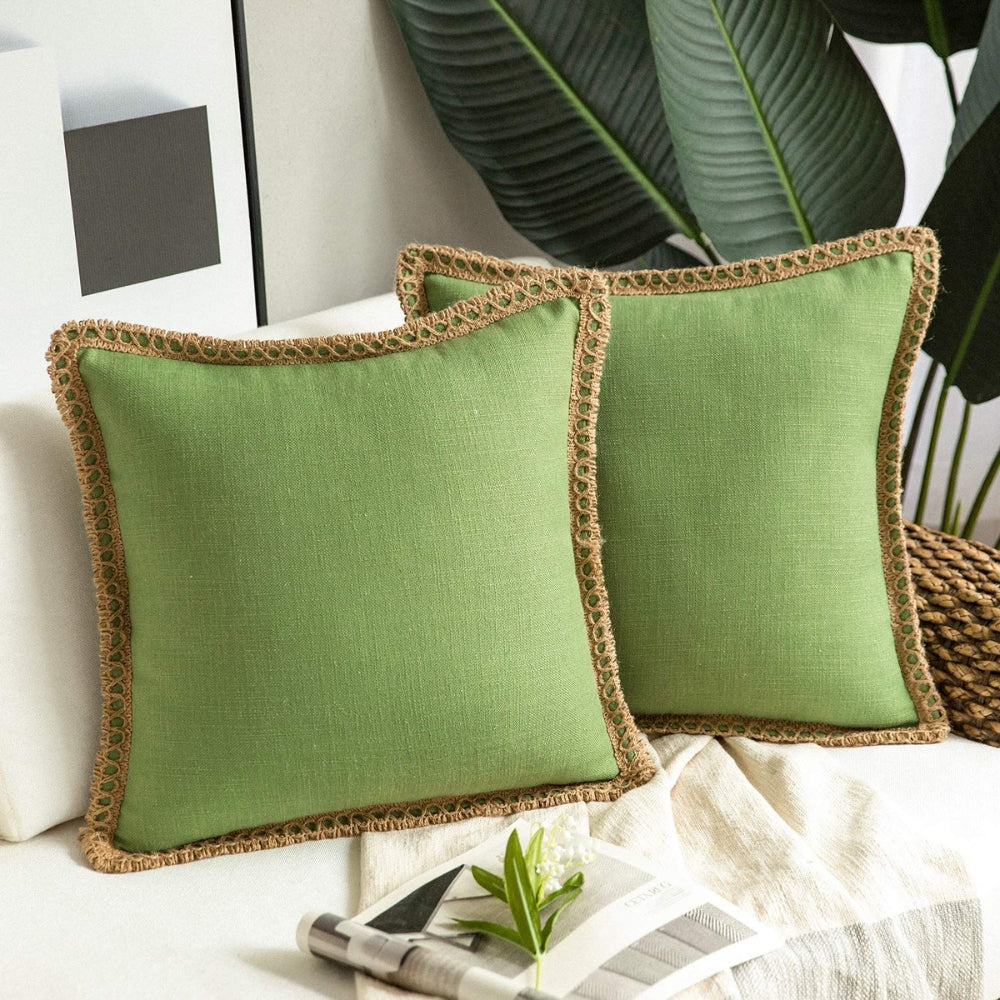 BowLift | Rustic Linen Trim Decorative Cushion Cover