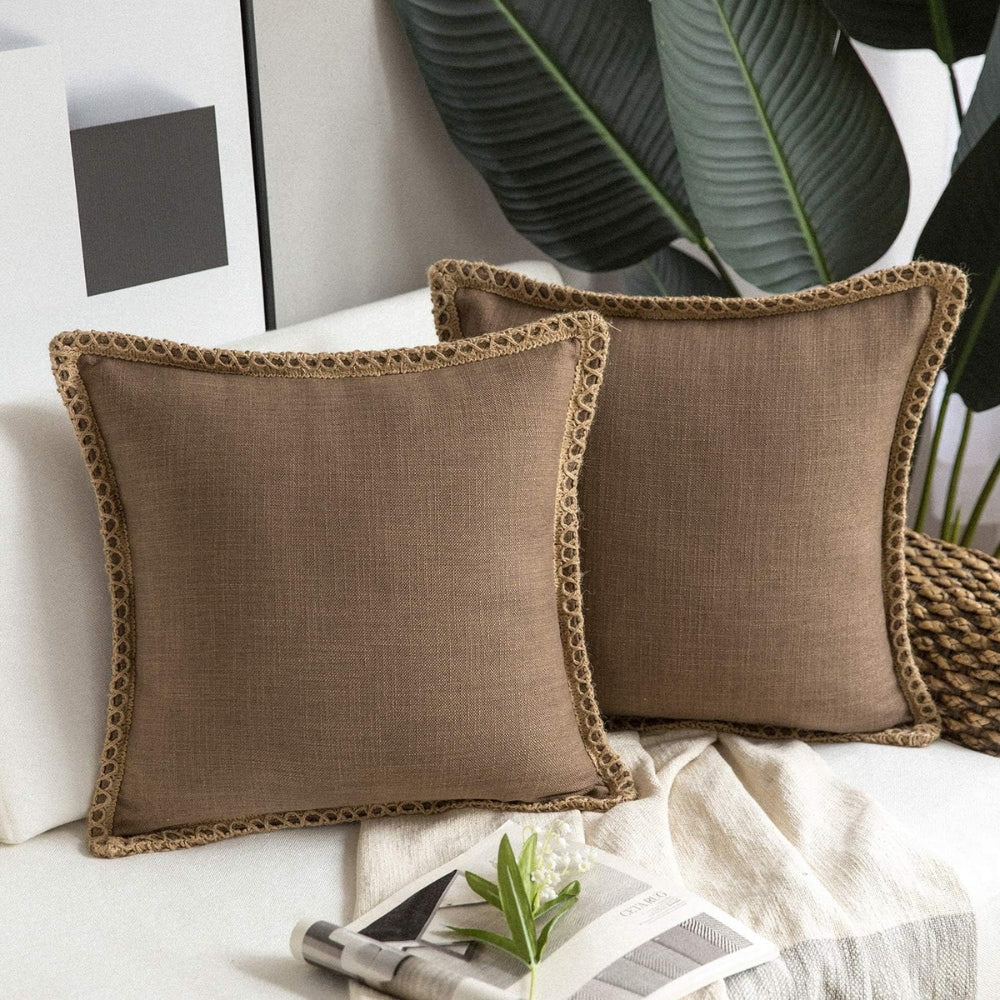 BowLift | Rustic Linen Trim Decorative Cushion Cover