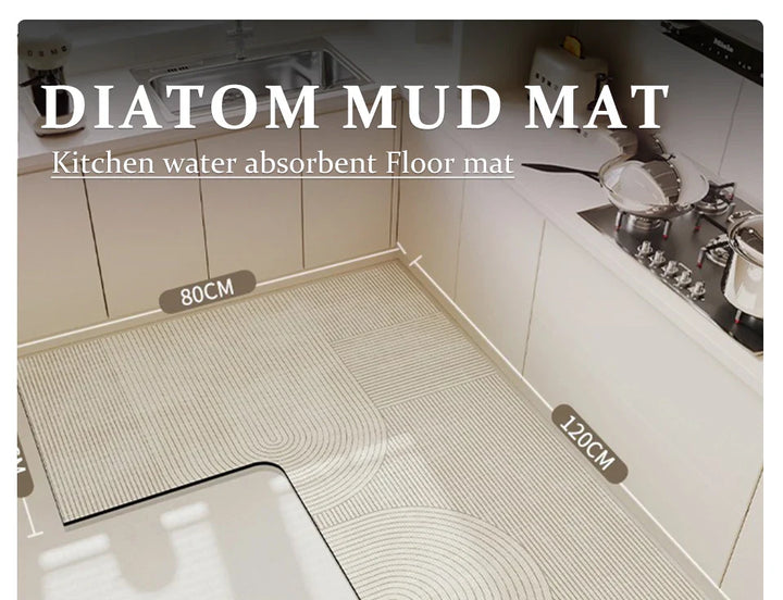 L-Shaped Diatomaceous Earth Floor Mat with Non-Slip Base