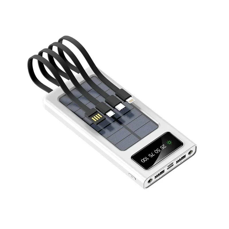 BowLift | PowerCharge Solar Power Bank | 4-in-1 cable system | Fast charging & LED flashlight