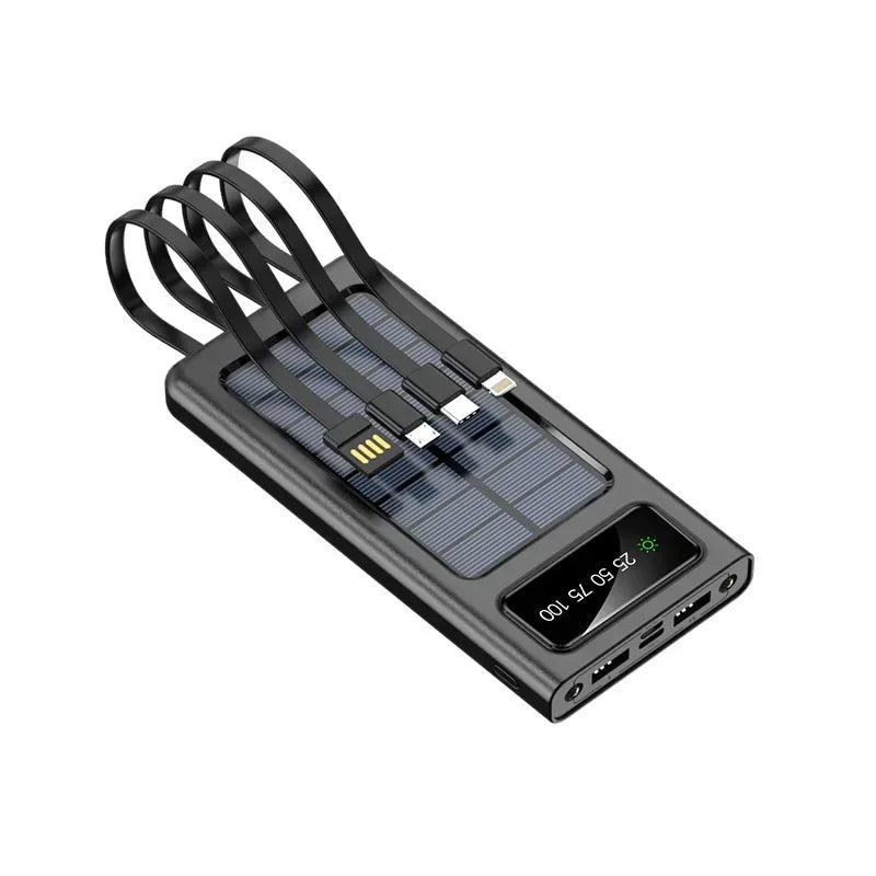 BowLift | PowerCharge Solar Power Bank | 4-in-1 cable system | Fast charging & LED flashlight