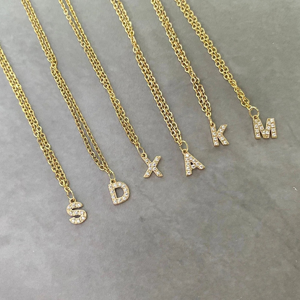 BowLift | Dainty Zircon Letter Initial, Number, Symbol Chain Necklace