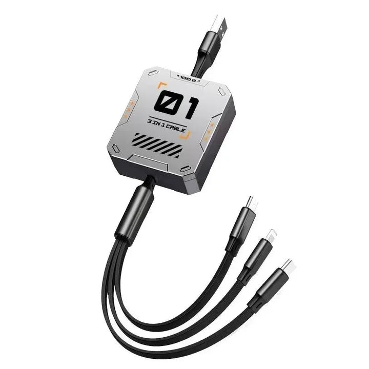 BowLift | TriConnect charging cable | 3-in-1 & retractable | 100W fast charging | for iPhone & Android