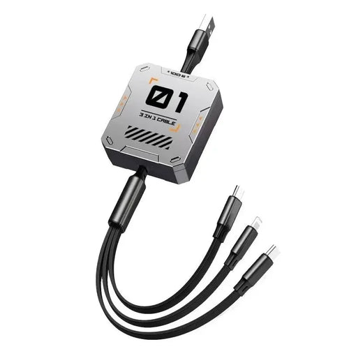 BowLift | TriConnect charging cable | 3-in-1 & retractable | 100W fast charging | for iPhone & Android