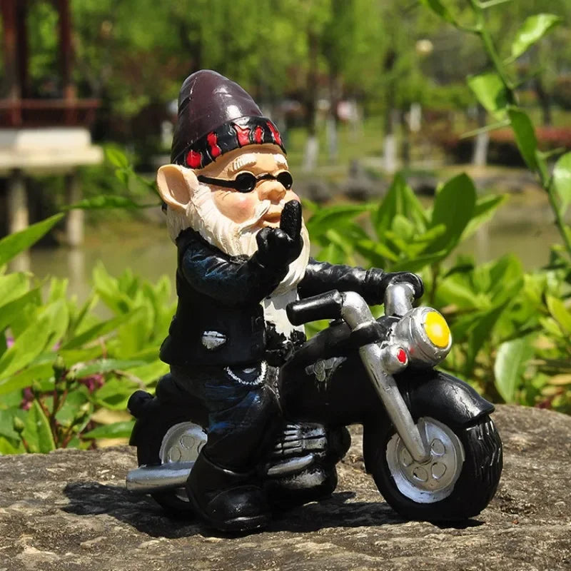BowLift | Gnome on Motorcycle Resin Figure for Garden