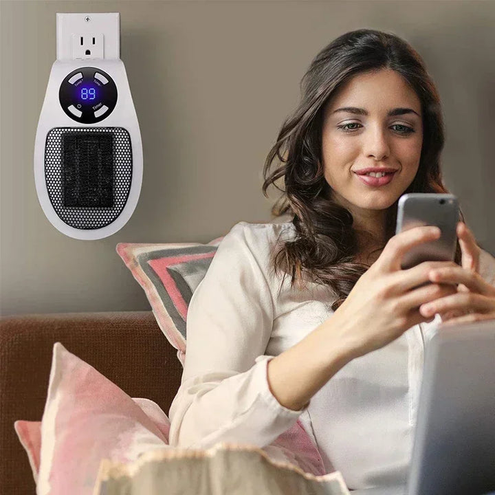 BowLift | ThermoEase 350W Compact Heating Device | Wall Socket Heater with Remote Control | LED Display & Timer | 180° Rotating Plug