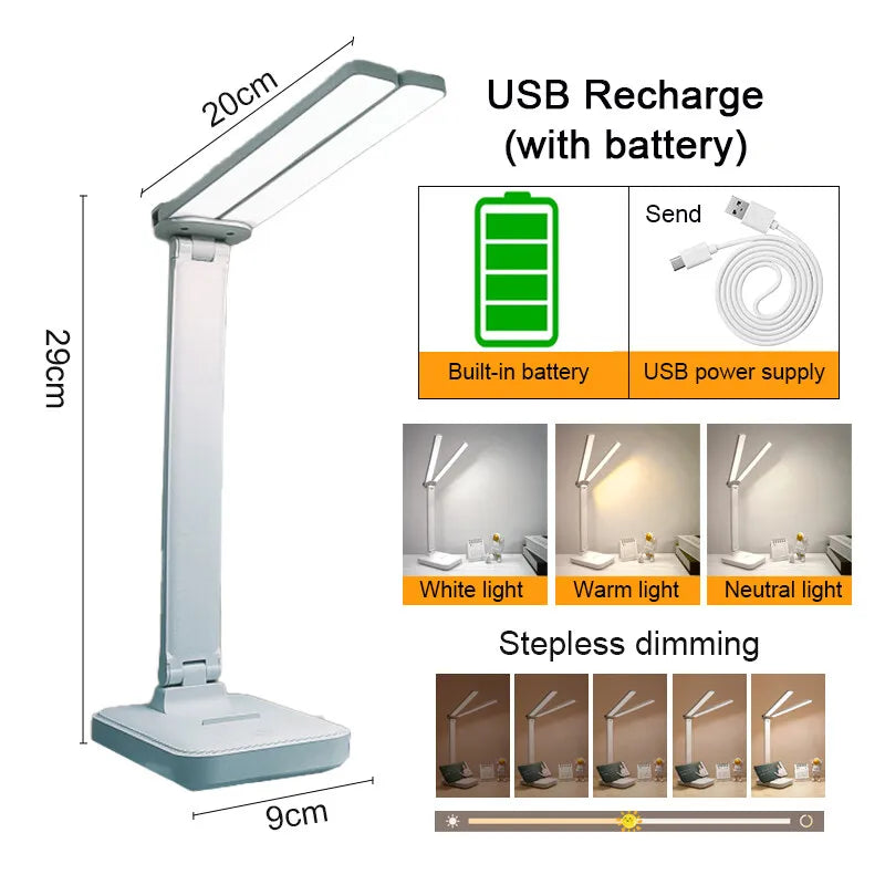 BowLift | LumiFold | LED Desk Lamp | 3 Brightness Levels & Touch Control | USB Rechargeable & Foldable