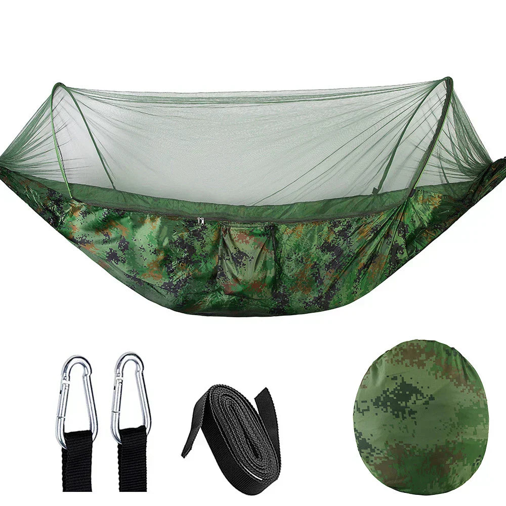 BowLift | OutdoorRelax Hammock with Mosquito Net and Quick Closure – 200 kg load capacity