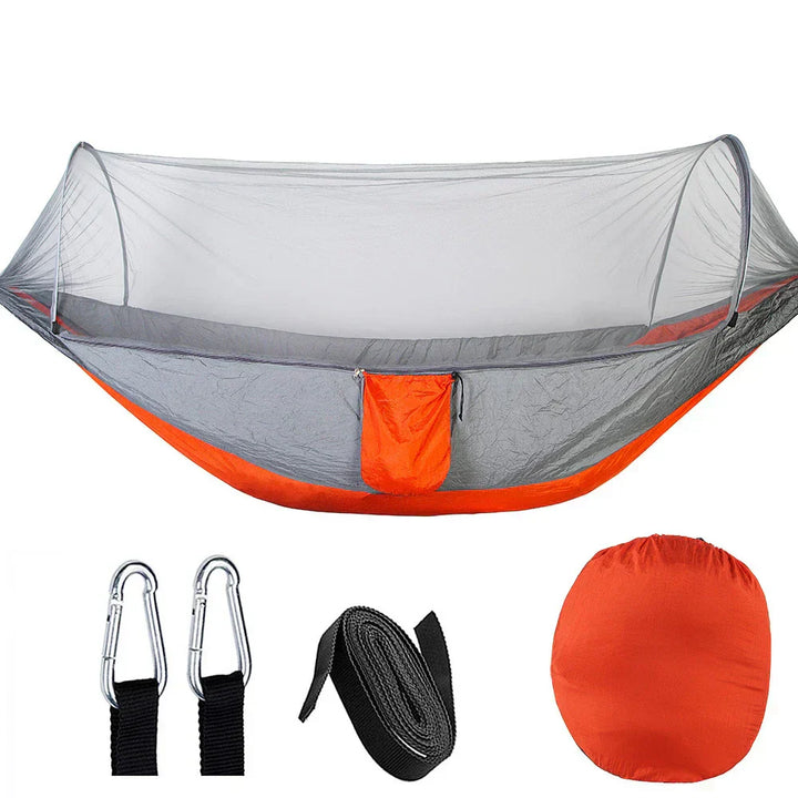 BowLift | OutdoorRelax Hammock with Mosquito Net and Quick Closure – 200 kg load capacity