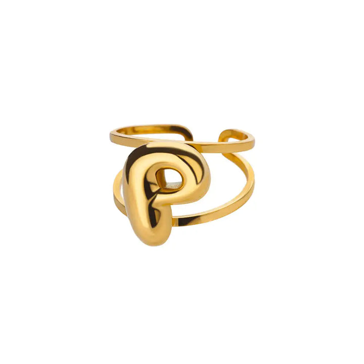 BowLift | Adjustable Open Band Bubble Letter Initial Ring