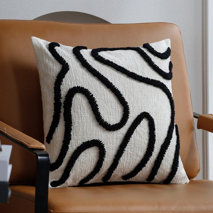 BowLift | Boho Chenille Cushion with Soft Geometric Lines for Sofa and Living Room