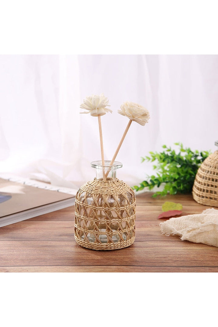 Akademie Rattan Glass Vases | Bowlift