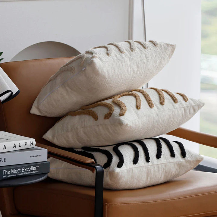 BowLift | Boho Chenille Cushion with Soft Geometric Lines for Sofa and Living Room