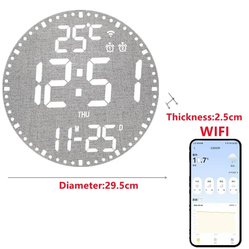WiFiTime Clock - Smart LED Wall Clock with Calendar Bowlift
