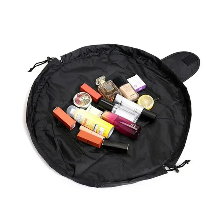 BowLift | GlamFold Cosmetic Bag | Spacious bag with drawstring for stylish and practical use in black