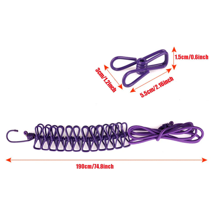 BowLift | Windproof Non-Slip Elastic Multi-Clip Travel Clothesline
