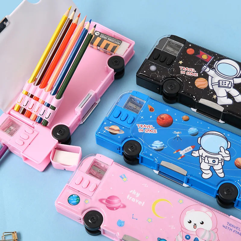 BowLift | Cartoon Bus Multifunctional Kids Stationery Pencil Box