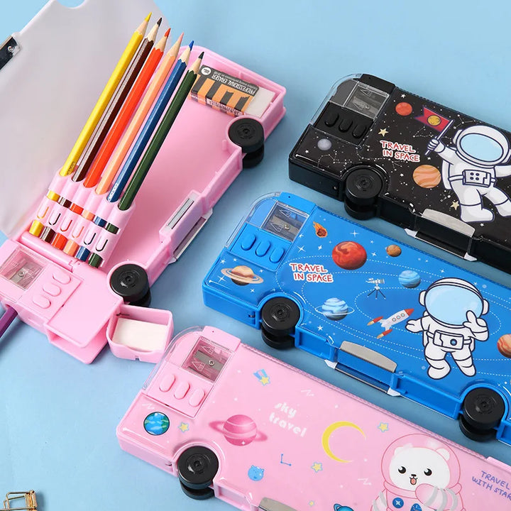 BowLift | Cartoon Bus Multifunctional Kids Stationery Pencil Box