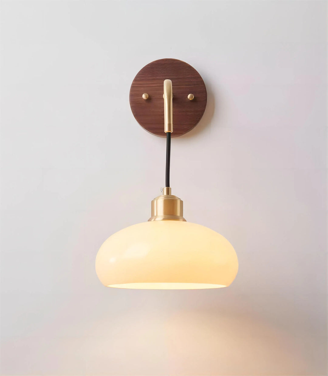 BowLift | WalnutEdge – Modern Wall Lamp in Walnut and Brass