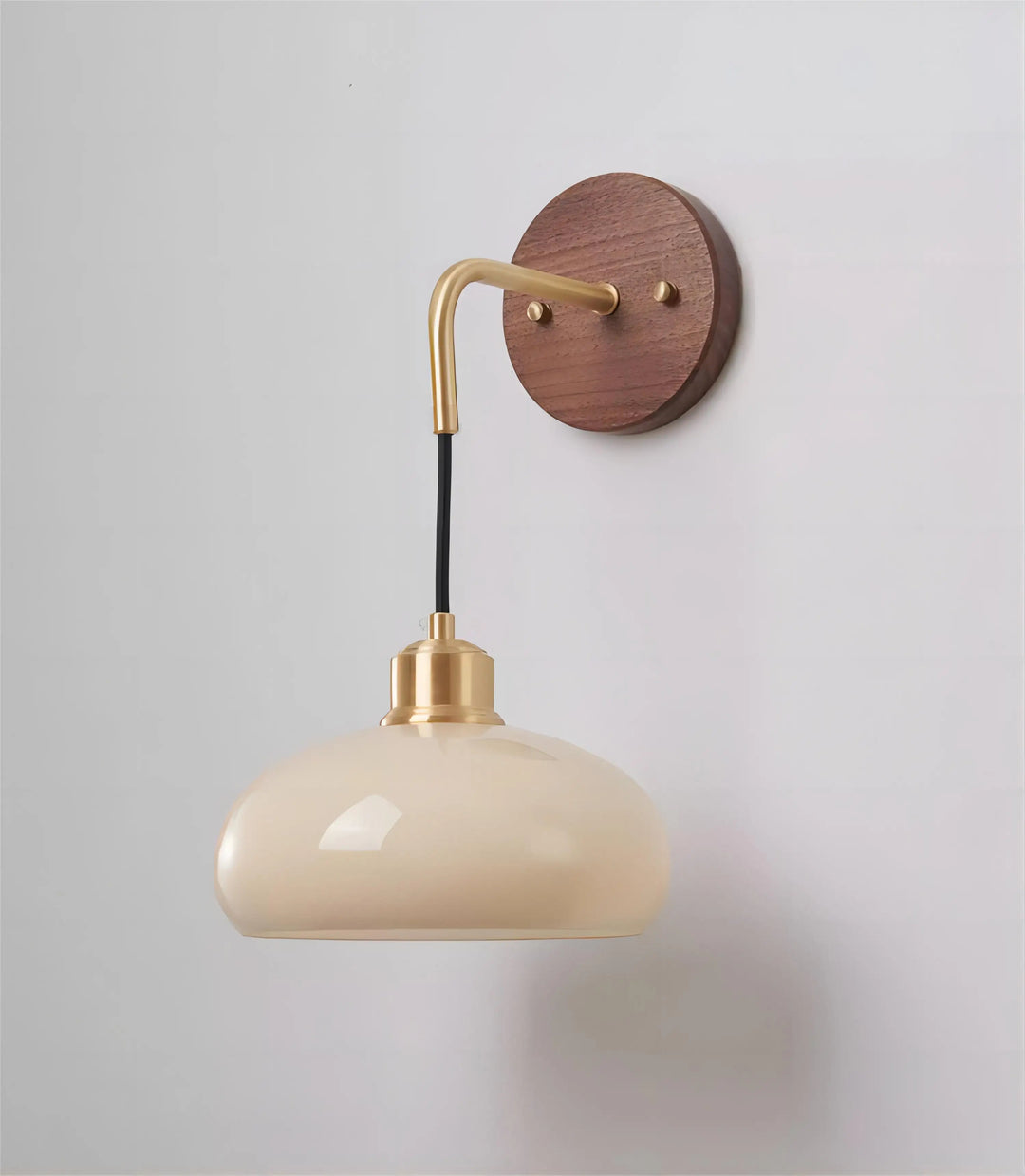 BowLift | WalnutEdge – Modern Wall Lamp in Walnut and Brass