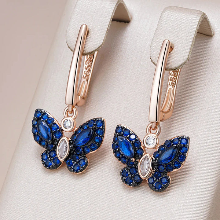 BowLift | Dainty Blue Diamond Butterfly Earrings