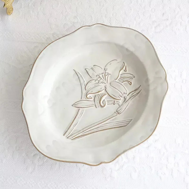 French embossed flower plates