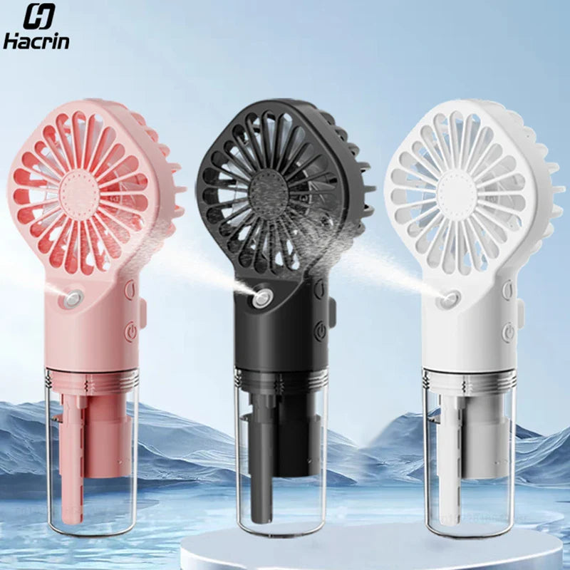 BowLift | Brisella Air Mini Hand Fan with Air Humidifier | 4-Stage Spray Function | USB Rechargeable | Portable & Quiet