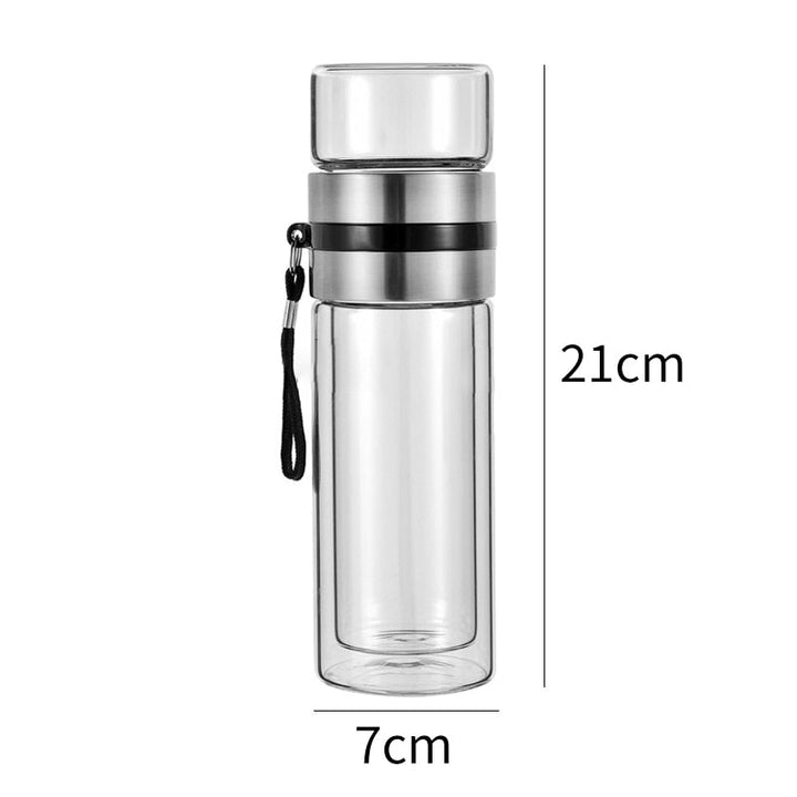 BowLift | 2in1 Double Wall Thermal Smart Tea Glass Bottle