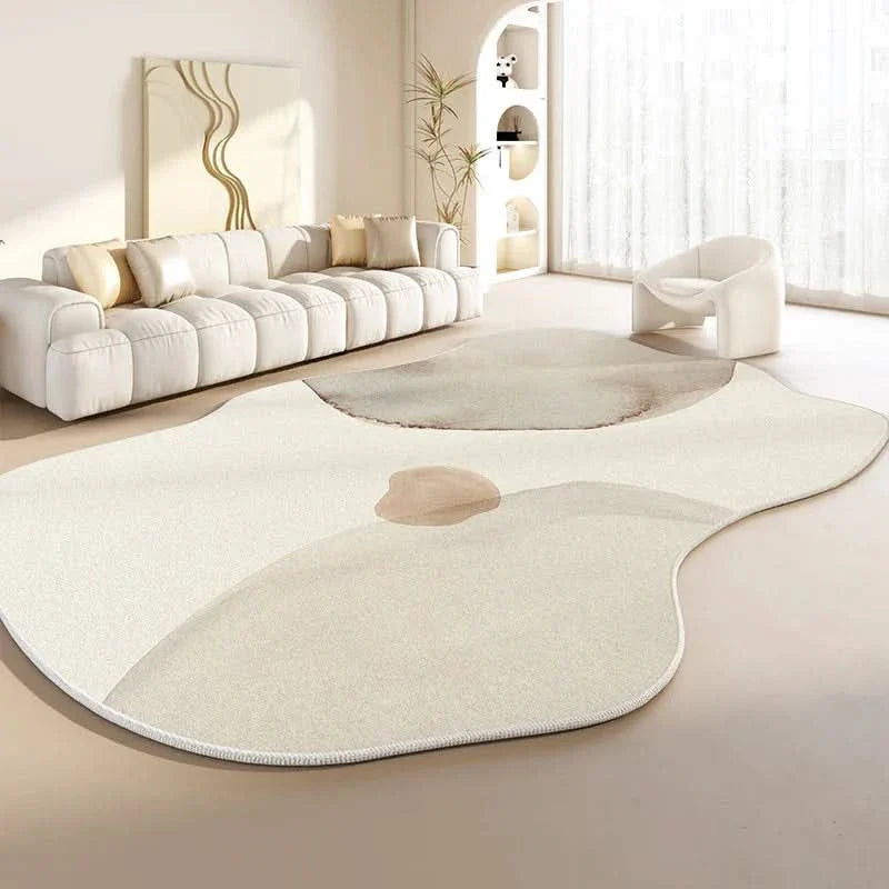 Japanese-Style Plush Area Rug with Irregular Shape and Non-Slip Backing