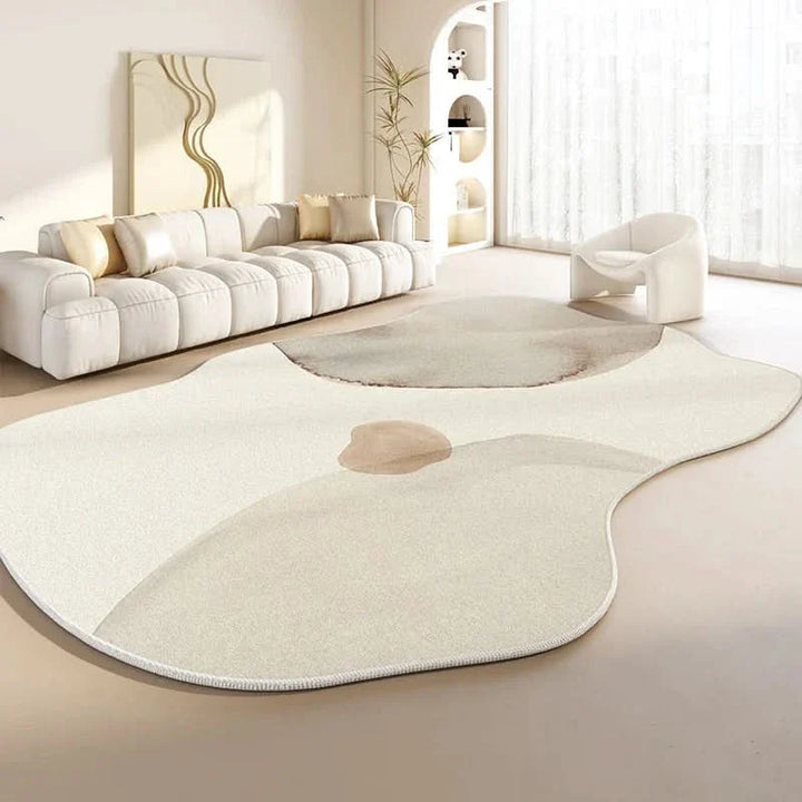 Japanese-Style Plush Area Rug with Irregular Shape and Non-Slip Backing