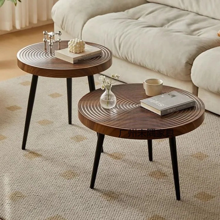 BowLift | Round Wooden Coffee Table Japanese Design Tea Table Living Room