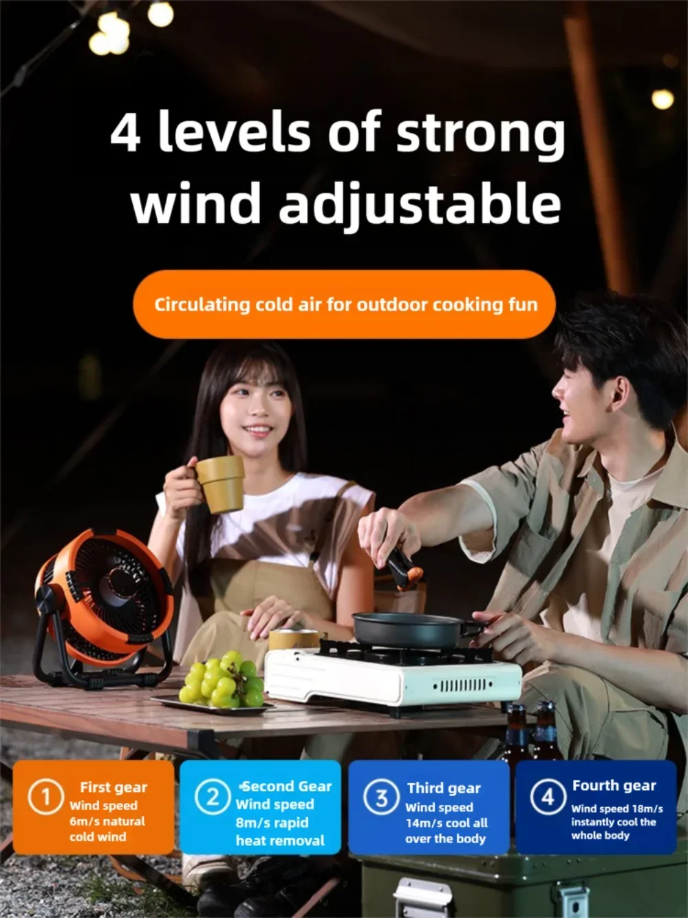 BowLift | AEROLIA NightCool | 4-in-1 Fan & Night Light | 20000mAh Battery | Usable Hanging & Standing