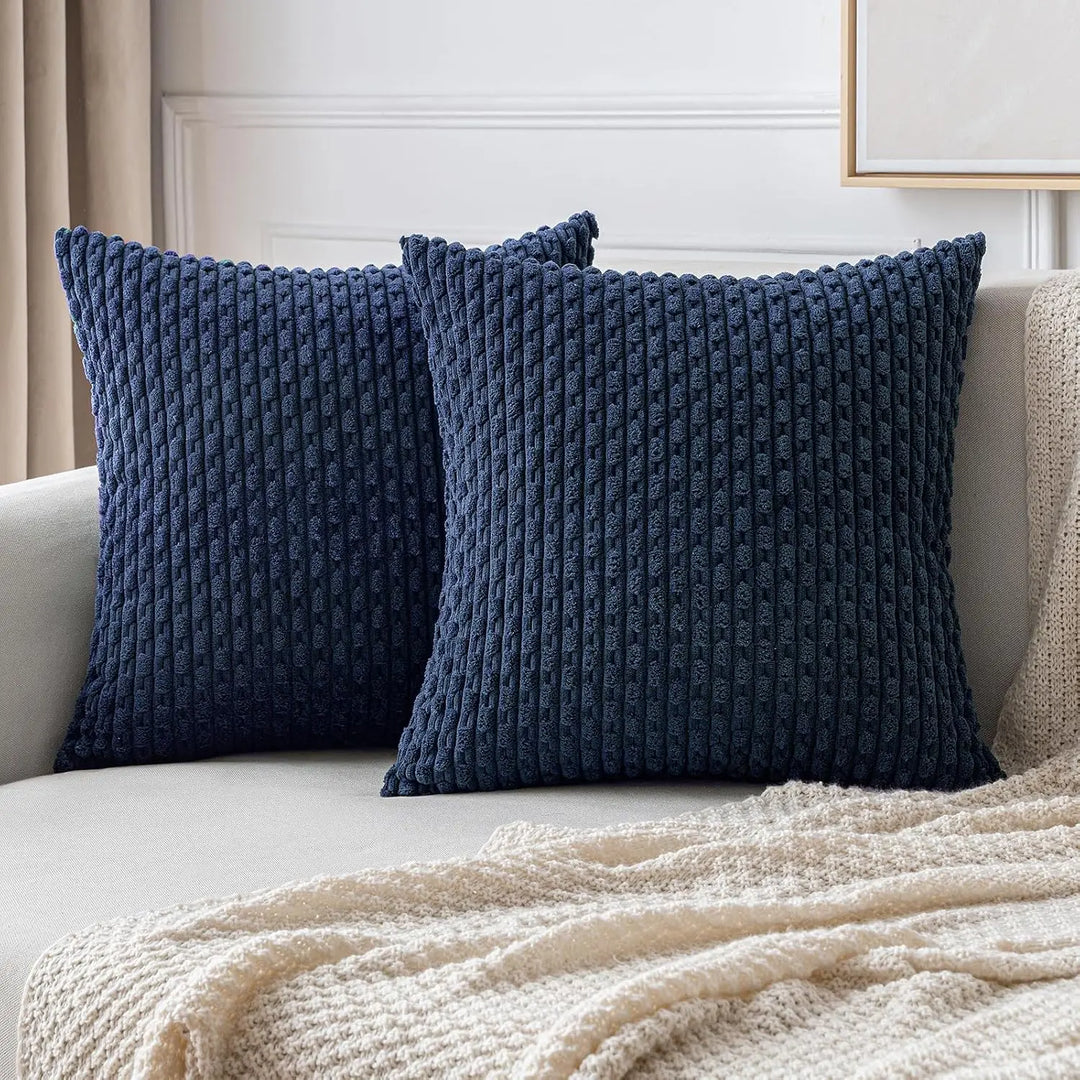BowLift | Soft Ribbed Velvet Decorative Pillow with Stripes in Boho Style for Sofa and Bed